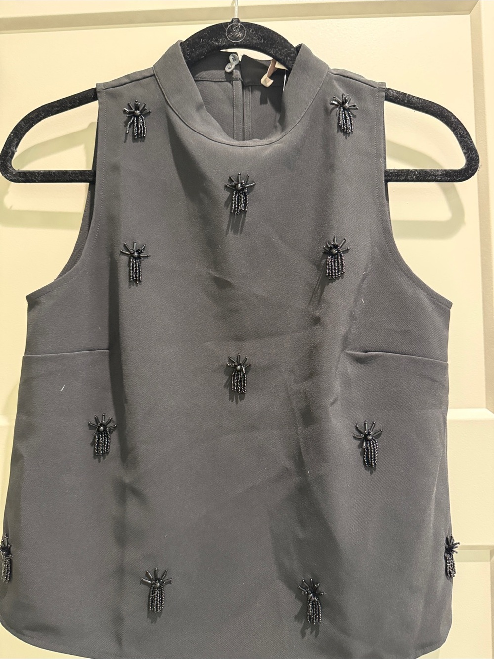 LOFT Black Beaded Mock Neck Tank